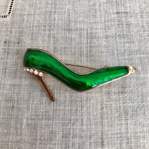 Vintage Enamel and Rhinestone Shoe Pin